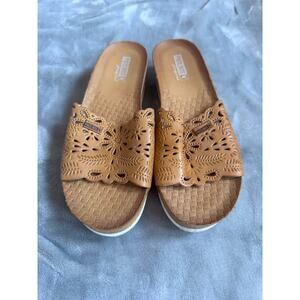 Pikolinos slip on cork sandals sz 41 10.5 tan super comfortable